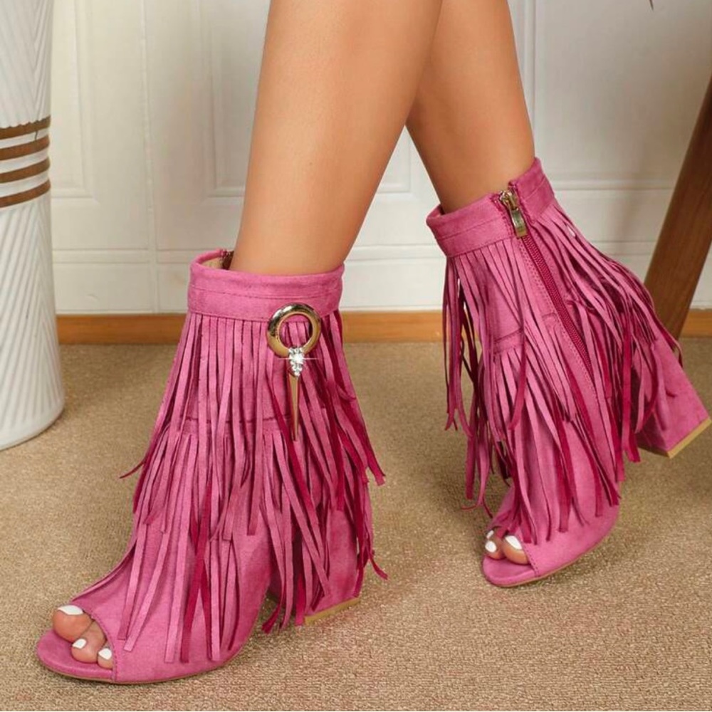 Fuschia Fringe Ankle Bootie - Picture 12 of 15